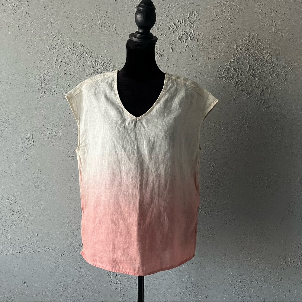 100% linen Cream and pink ombre top boho top c&c California women’s size small